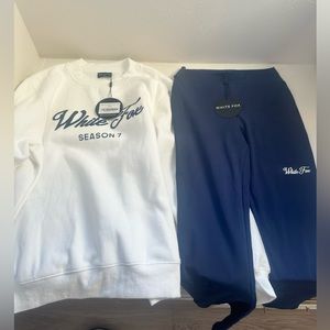 White Fox Set! Medium Flare Pants in Coastal and S/M Oversized Sweater in Snow